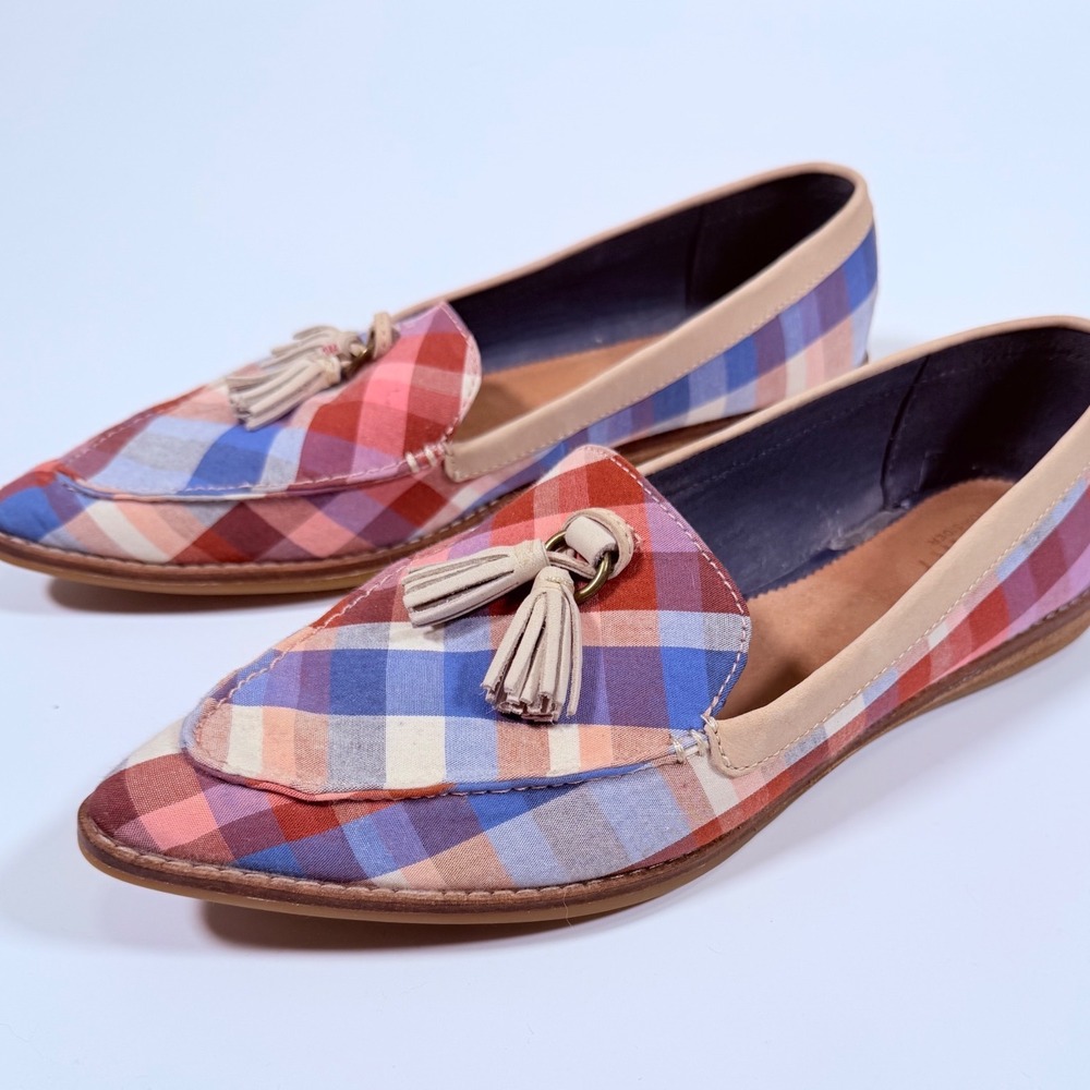 Sperry Top-Sider Seaport Plaid Tassel Loafers Multi-Color Pointed Toe Flats 9 - Picture 7 of 10